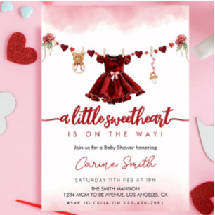 Red A Little Swehoney Valentines Baby Shower Inbjudningar