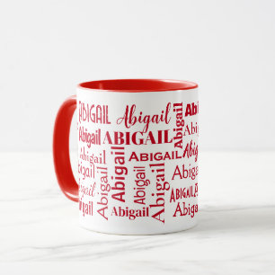 Red ABIGAIL Namn On White Mugg