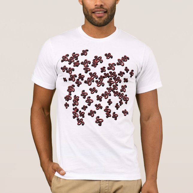 Red Abstract Brush Pattern Streetwear T-Shirt (Framsida)