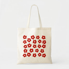 Red Abstract Hand Painted Flower Pattern Tote Bag Tygkasse