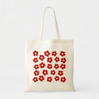Red Abstract Hand Painted Flower Pattern Tote Bag Tygkasse