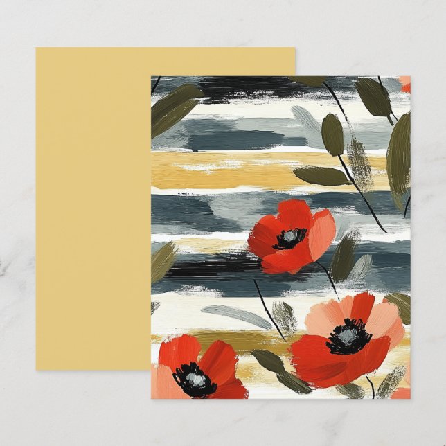 Red Abstract Poppy Floral Scrapbook Paper (Fram/baksida)