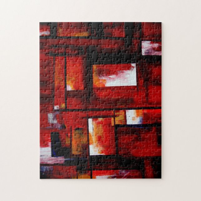 Red Abstrakt Art Original Kreativ Modern Pussel (Vertikal)
