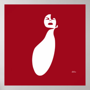 Red abstrakt black Woman Tittar Up Naturhår Poster