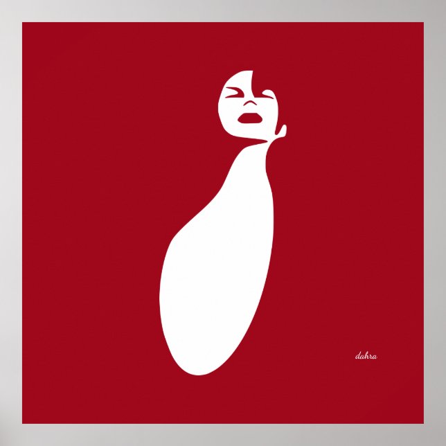 Red abstrakt black Woman Tittar Up Naturhår Poster (Framsidan)