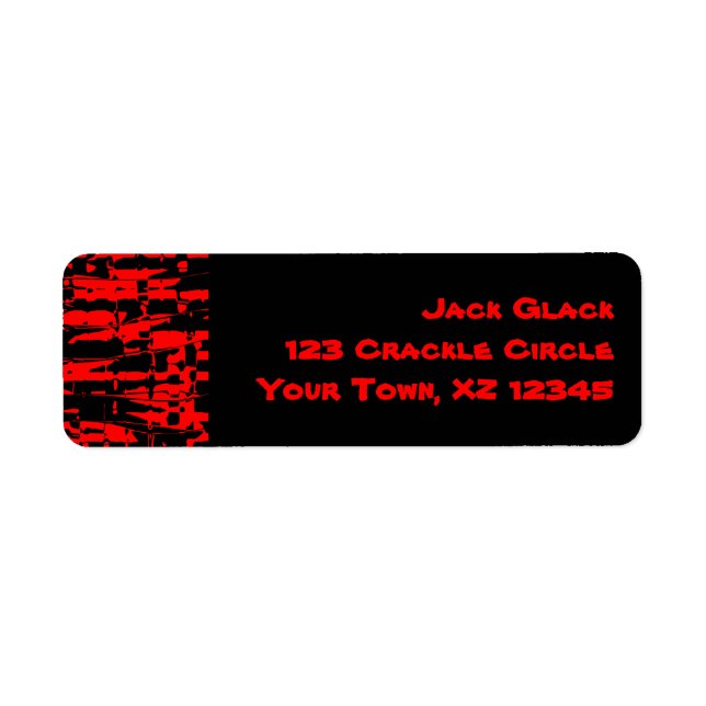 Red Abstrakt Crackle Returadress Etikett (Framsidan)