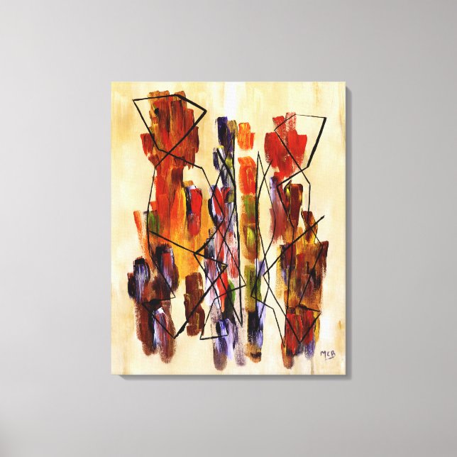 Red Abstrakt Ethnic Couple Beige Kanvastryck (Framsida)