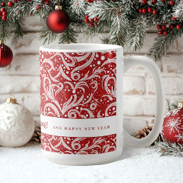 Red Abstrakt Snowflake Mönster#10 ID1009 Kaffemugg