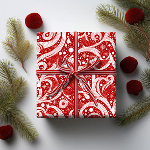 Red Abstrakt Snowflake Mönster#10 ID1009 Presentpapper