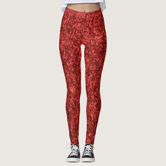 Red Abstrakt Textile Leggings (Framsida)
