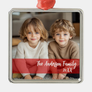 Red Accent Anpassningsbar Photo & Sentiment jul Julgransprydnad Metall