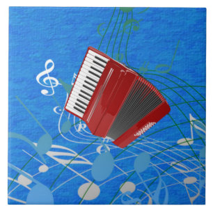 Red Accordion, Blue Music Design Kakelplatta