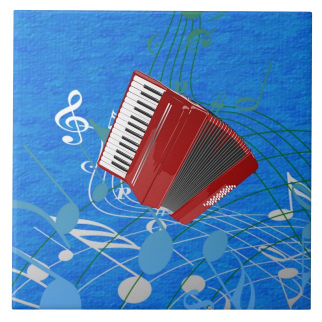 Red Accordion, Blue Music Design Kakelplatta (Framsidan)