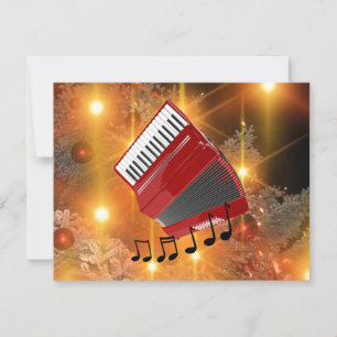Red Accordion Helgdag Design Julkort