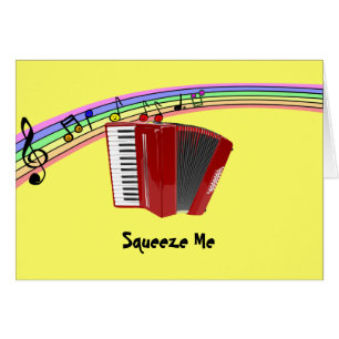 Red Accordion on Musical Rainbow Hälsningskort