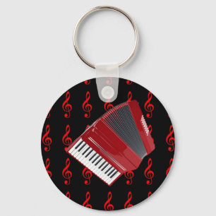Red Accordion on Red Treble Clef mönster Nyckelring
