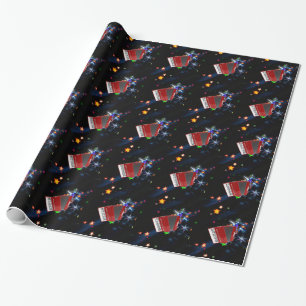 Red Accordion on Starry Background Presentpapper