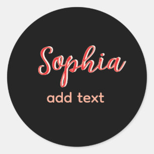 Red add namn girl chef text black elegant runt klistermärke