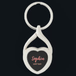 Red add namn girl chef text black elegant twisted heart silverfärgad nyckelring<br><div class="desc">gigantisk design</div>