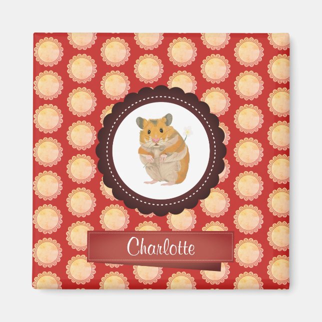 Red Add Your Name Hamster Magnet (Framsidan)
