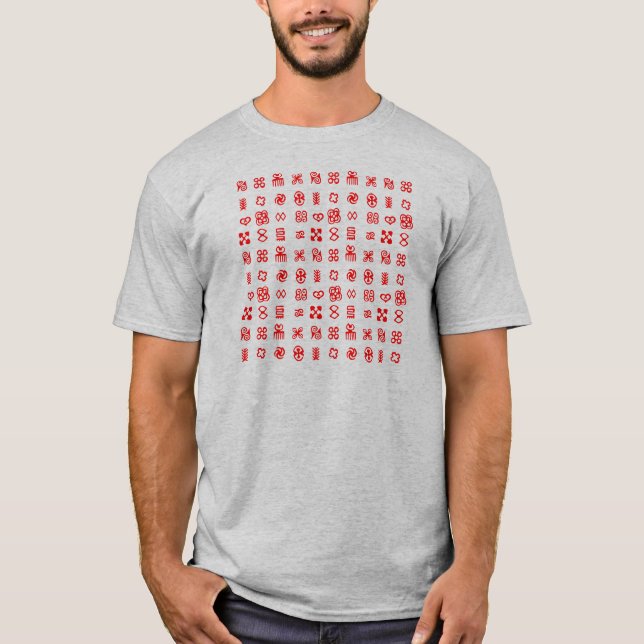 Red Adinkra African Symbols T Shirt (Framsida)