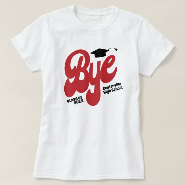 Red Adjö Studentmössa Senior T Shirt (Design framsida)