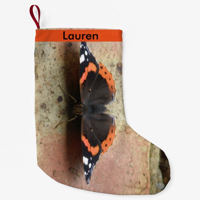 Red Admiral Butterfly Anpassningsbar Stocking Liten Julstrumpa (Framsidan)