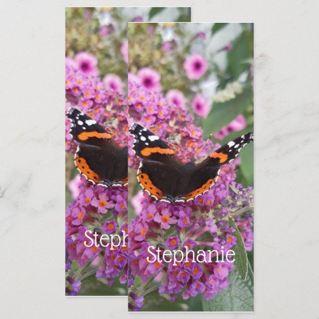 Red Admiral Butterfly Design Bookmark (Fram/baksida)
