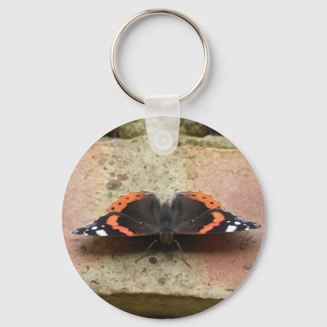 Red Admiral Butterfly Keychain Nyckelring (Framsida)