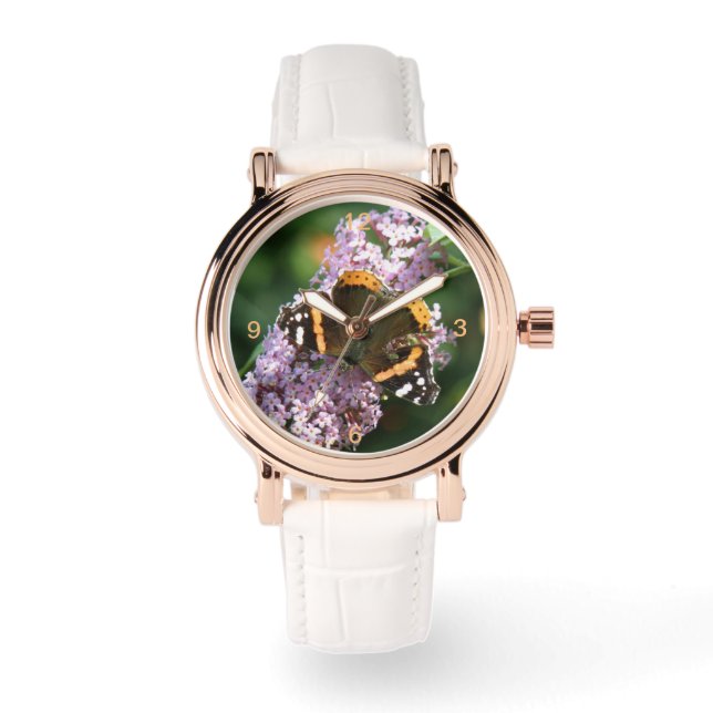 Red Admiral Butterfly och Buddleia Watch Armbandsur (Framsida)