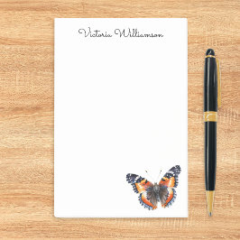 Red Admiral Butterfly Watercolor Personalized Post-it Block