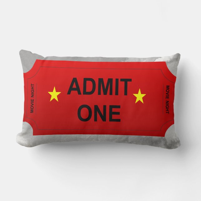 Red Admit One Biljett Home Teater Design Lumbarkudde (Framsida)
