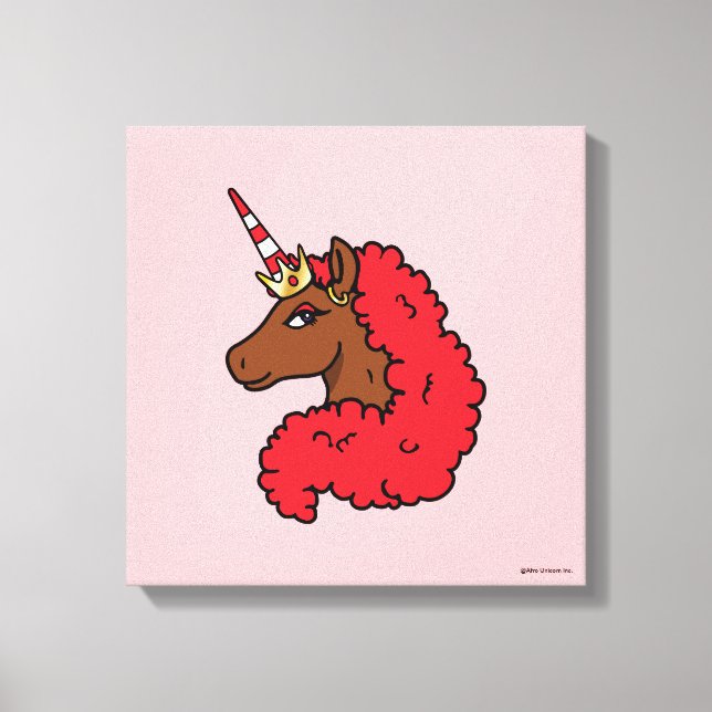 Red Afro Unicorn Canvastryck (Framsida)