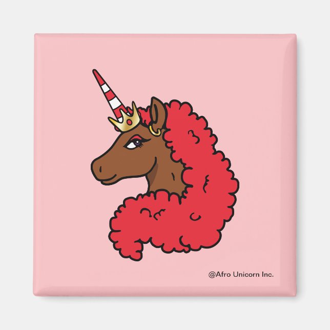 Red Afro Unicorn Magnet (Framsidan)