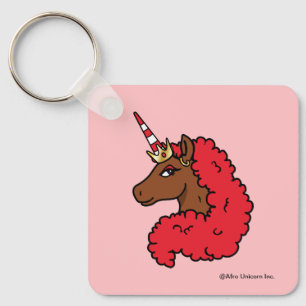 Red Afro Unicorn Nyckelring