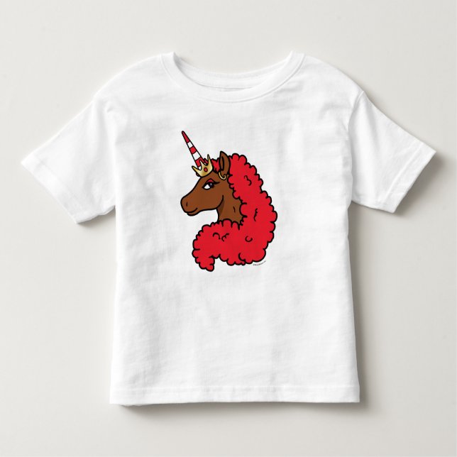 Red Afro Unicorn T Shirt (Framsida)
