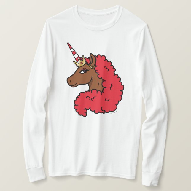 Red Afro Unicorn T Shirt (Design framsida)