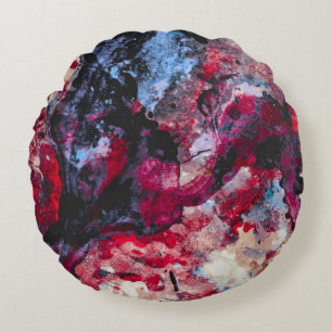 Red Agate Crystal Geode Abstrakt Rund Kudde