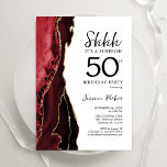 Red Agate White Guld Surprise 50:e födelsedagen Inbjudningar<br><div class="desc">Röda,  vita och guld agerade överraskar 50 födelsedagsfest inbjudan. Elegantens moderna design med vattenfärgad bakgrund,  faux glitter guld och typsnitt för färgskript. Trendig inbjudan-kortets perfekt för en snyggt kvinnor i firande. Skrivna Zazzle-inbjudningar eller digital utskrivbar mall för omedelbar nedladdning.</div>