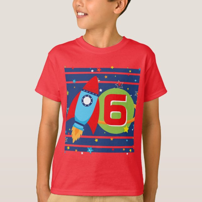Red Age Rocket Frakt Rymden Birthday Shirt T (Framsida)