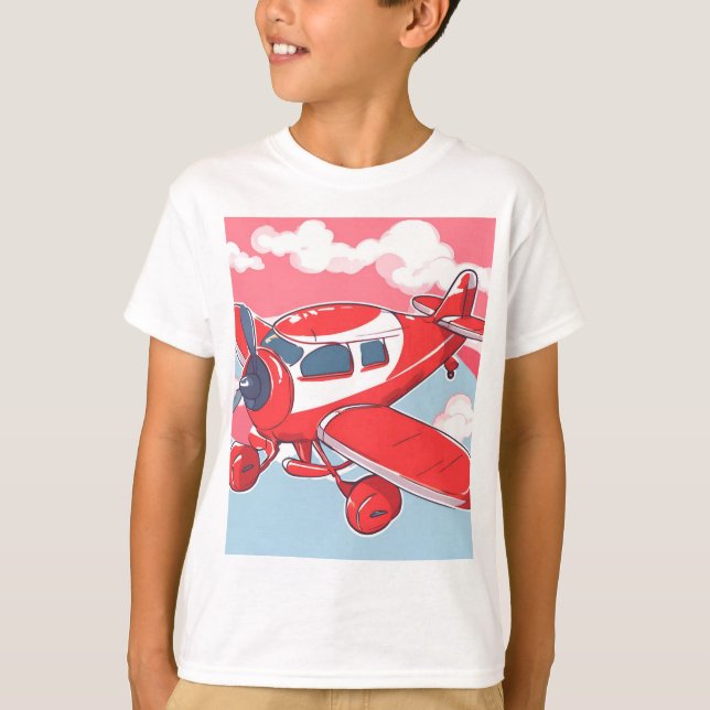 Red Airplan Ai art T Shirt (Framsida)