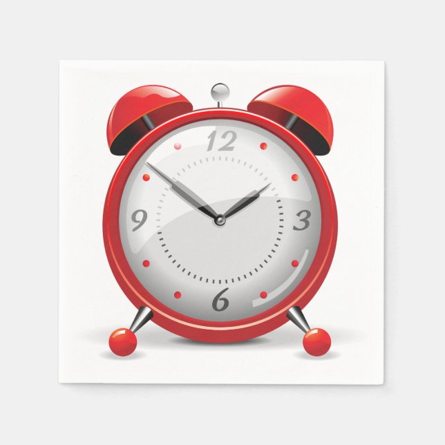 Red Alarm Clock Papper Napkins Pappersservett (Framsidan)