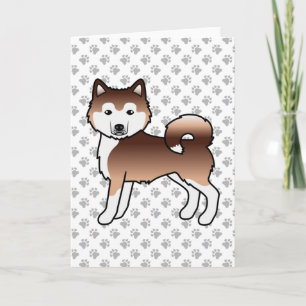 Red Alaska Malamute Cute Tecknad hund Kort