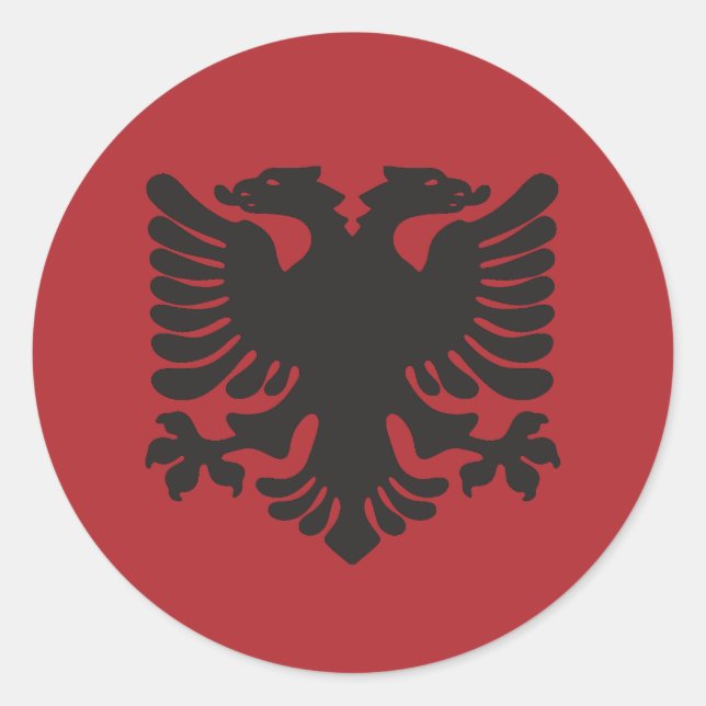Red Albanian Eagle Sticker Runt Klistermärke (Framsida)