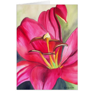 Red Alert Lily - färgkonsblommor Hälsningskort
