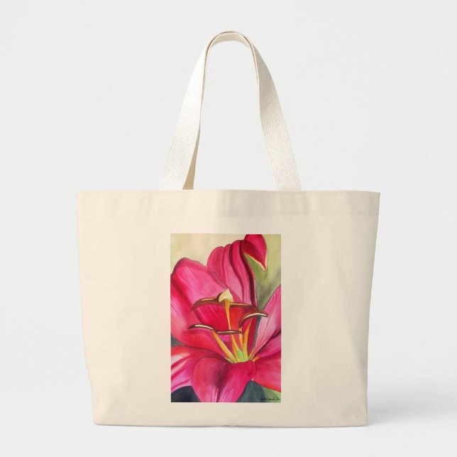Red Alert Lily - färgkonsblommor Jumbo Tygkasse (Framsidan)
