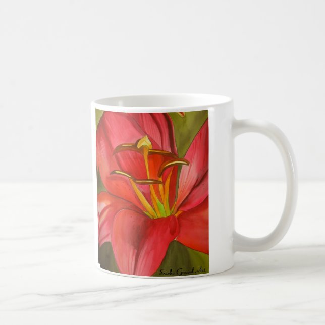 Red Alert Lily - färgkonsblommor Kaffemugg (Höger)
