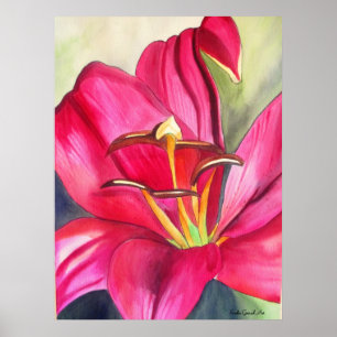 Red Alert Lily - färgkonsblommor Poster