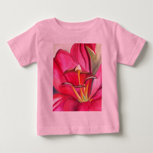Red Alert Lily - färgkonsblommor Tee Shirt (Framsida)