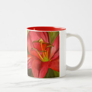 Red Alert Lily - färgkonsblommor Två-Tonad Mugg